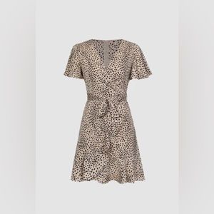 Leopard print ruffle hem mini dress